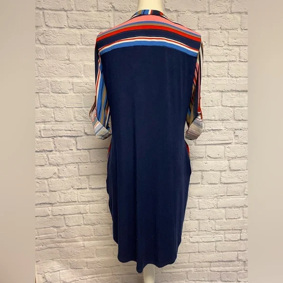 New York & Company Multicolor Striped Shirt Dress Sz M - Picture 9 of 9